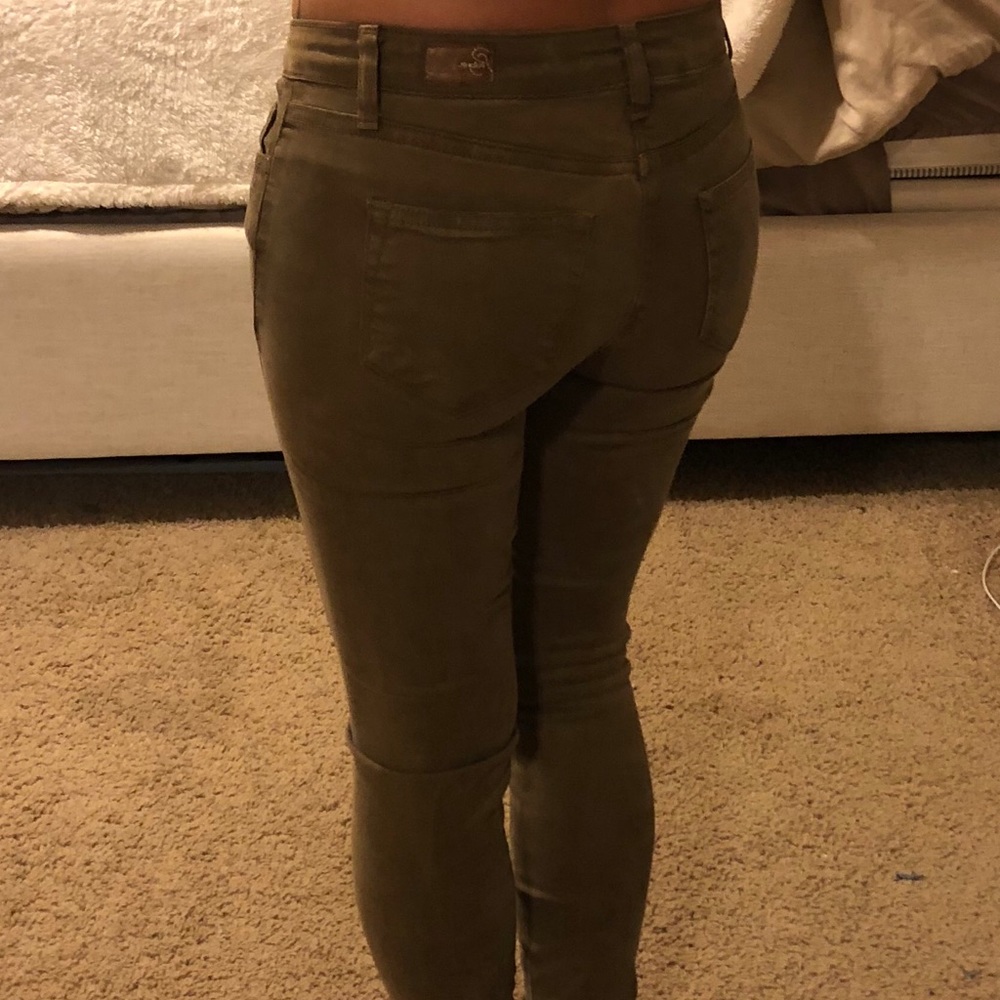 TAN/GREEN JEGGINGS